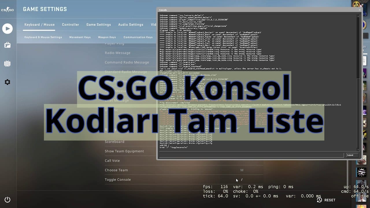 CS:GO Konsol Kodları En Faydalı Tam Liste